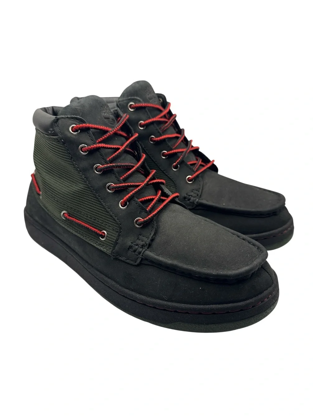Timberland Men's Mid Hiking Boots Black Leather Red Olive 31577 5722 Size 9M